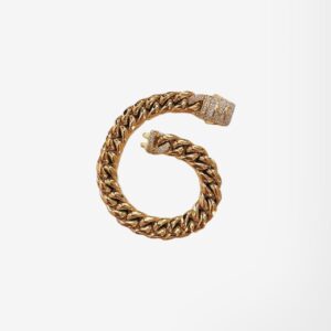 Pulsera Cubana 10 mm – Zircón (Baño 18K)