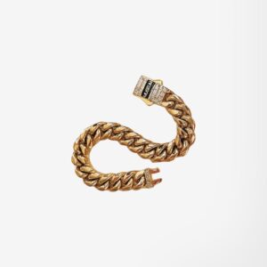 Pulsera Cubana 12 mm – Baguette (Baño 18K)